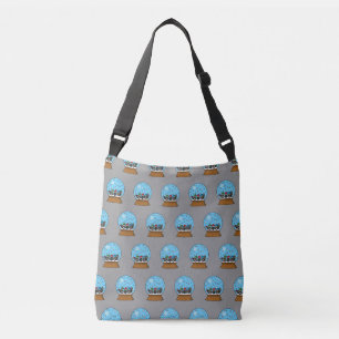 Snow Globe with Three Gnome Owls Crossbody Bag