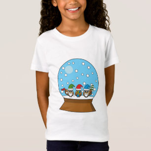 Snow Globe with Three Gnome Owls T-Shirt