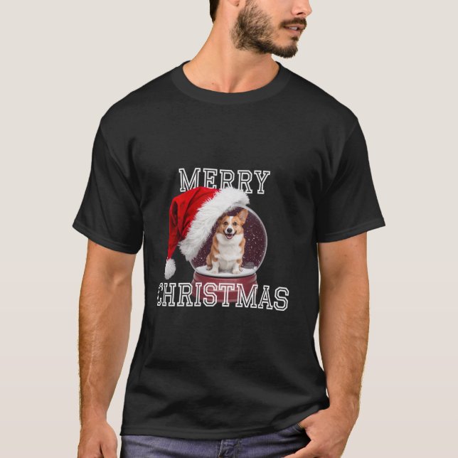Snow Globe Xmas Corgi Dog Christmas  T-Shirt (Front)