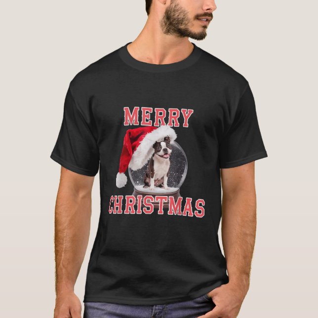 Snow Globe Xmas French Bulldog Christmas  T-Shirt (Front)