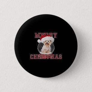 Snow Globe Xmas Maltese Dog Christmas 6 Cm Round Badge