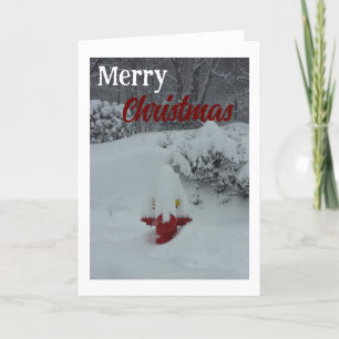 Snow Gnome Fire Hydrant Christmas Card