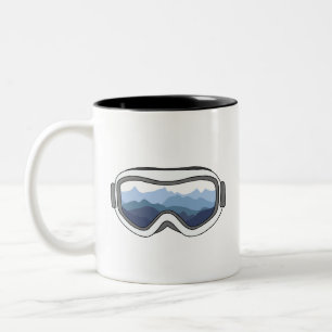 Snow Goggles with View of Mountain Range Two-Tone Coffee Mug