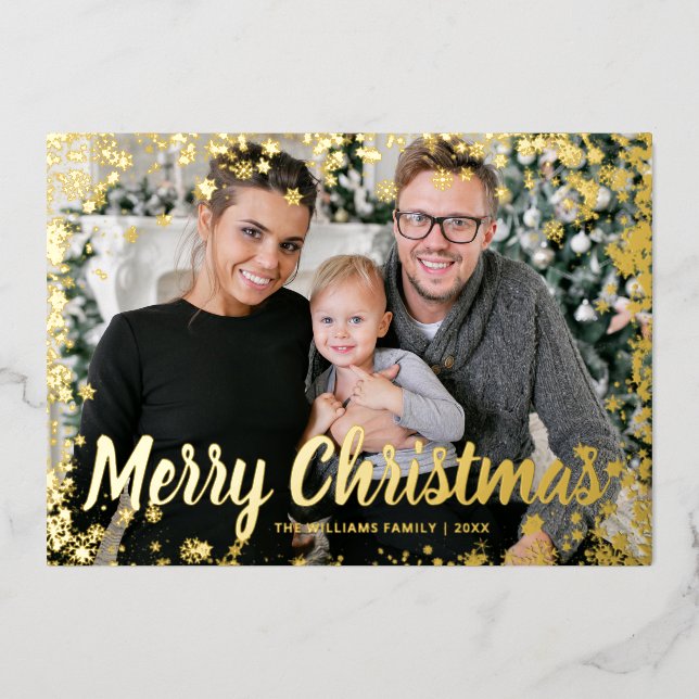 Snow Gold Foil Holiday Card (Front)