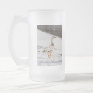 Snow Goose Strut Frosted Glass Beer Mug