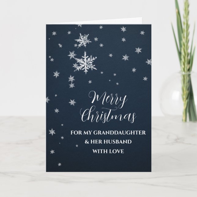 Snow Granddaughter & Her Husband Merry Christmas Card (Front)