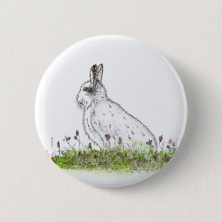 Snow Hare 6 Cm Round Badge