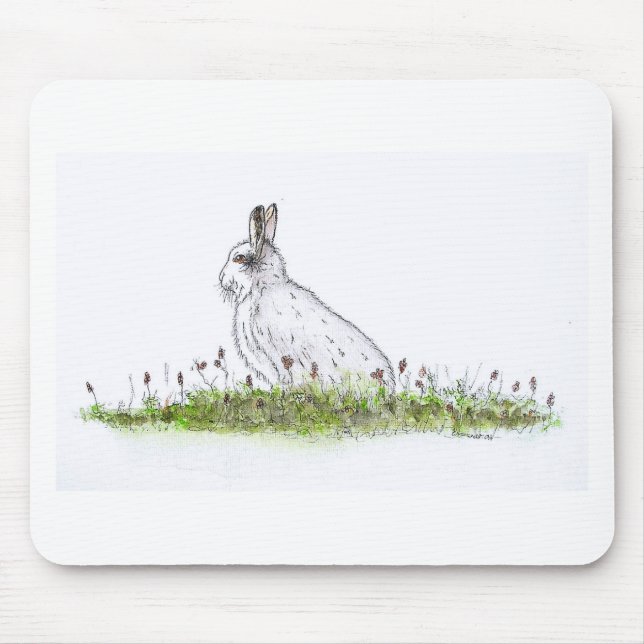 Snow Hare Mouse Mat (Front)