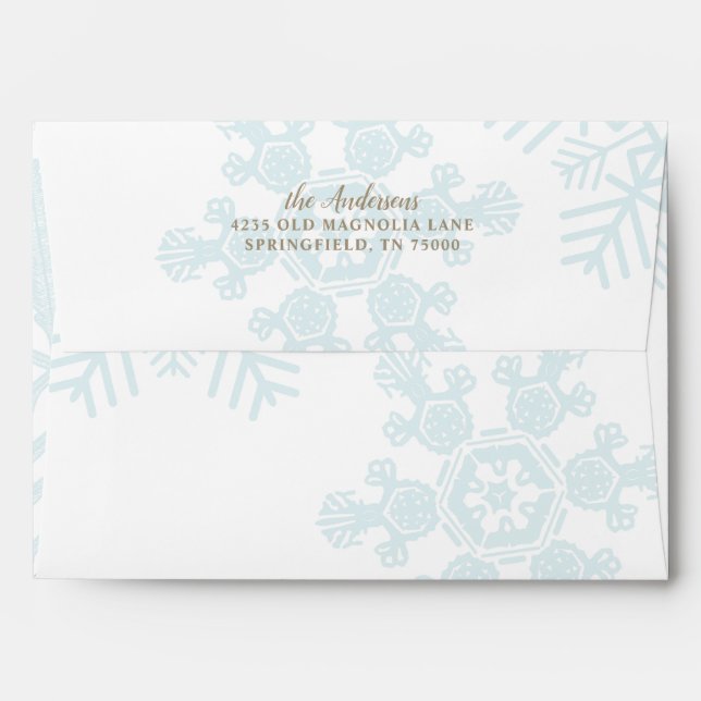 Snow Holiday Card Ice Blue Snowflakes Envelope (Back (Top Flap))