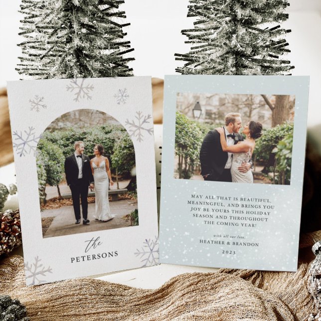 Snow Holiday Newlyweds Arched Photo Christmas (Creator Uploaded)