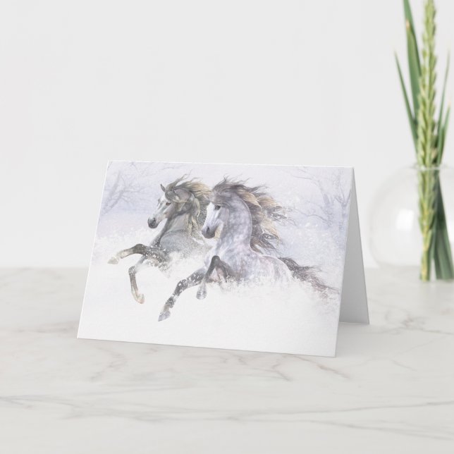 Snow Horses II Christmas Card (Front)
