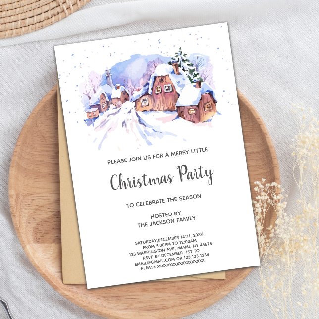 Snow House Christmas Holiday Party Invitation Card (Snow House Christmas Invitations)