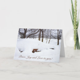 Snow Humour Christmas Vintage Car Covered Snowstor Holiday Card