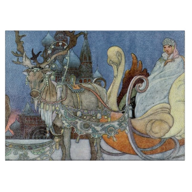 Snow Ice Queen Russian Princess Reindeer Cutting Board (Front)