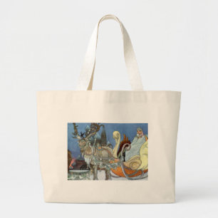 Snow Ice Queen Russian Princess Reindeer Large Tote Bag