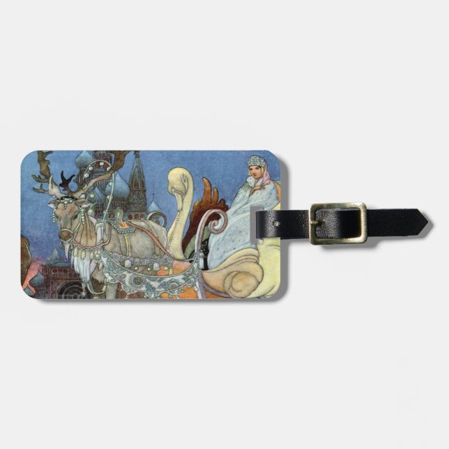 Snow Ice Queen Russian Princess Reindeer Luggage Tag (Front Horizontal)