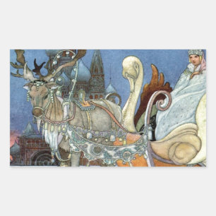 Snow Ice Queen Russian Princess Reindeer Rectangular Sticker