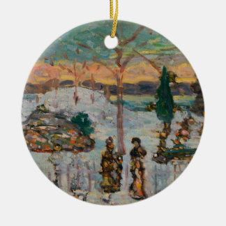 Snow in April by Maurice Prendergast, Vintage Art Ceramic Tree Decoration