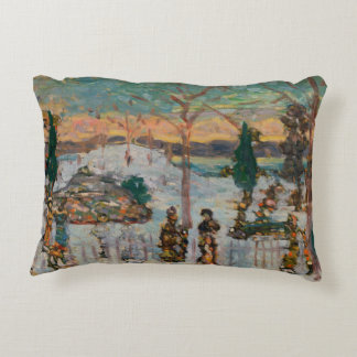 Snow in April by Maurice Prendergast, Vintage Art Decorative Cushion
