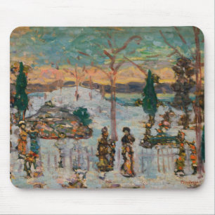 Snow in April by Maurice Prendergast, Vintage Art Mouse Mat