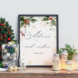 Snow in Love Advice & Wishes Winter Bridal Shower Poster