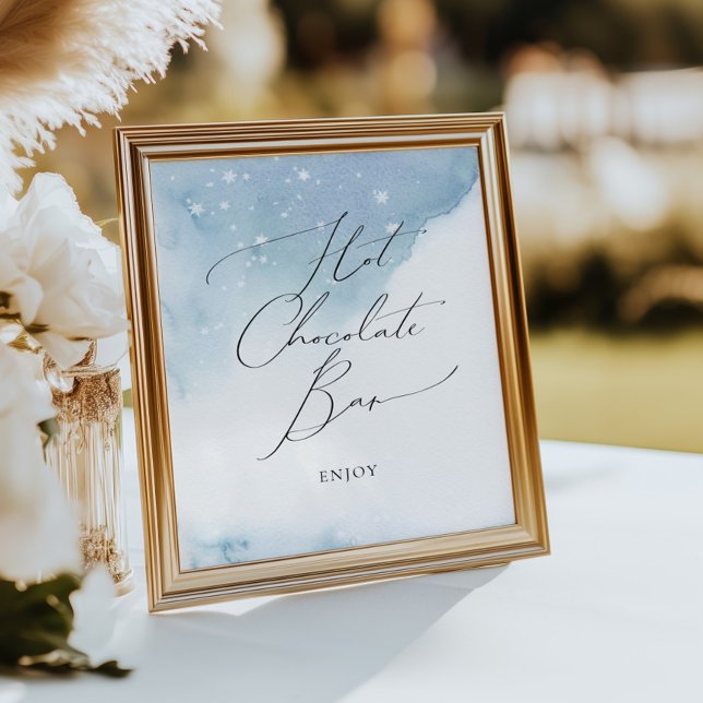 Snow in Love Blue Bridal Shower Hot Chocolate Bar Poster (Creator Uploaded)