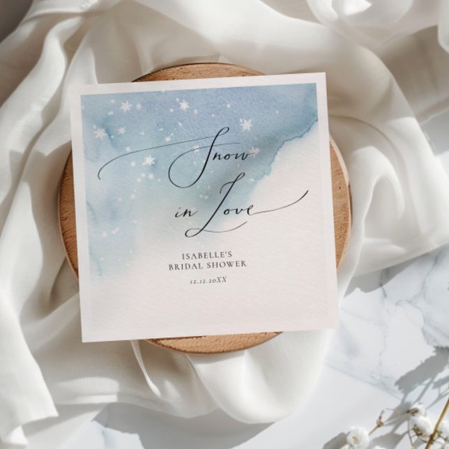 Snow in Love Blue Snowy Bridal Shower Napkin (Creator Uploaded)