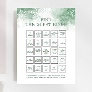 Snow in Love Bridal Game Find The Guest Bingo 