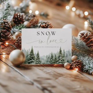 Snow in Love Bridal Shower Folded Thank You Card