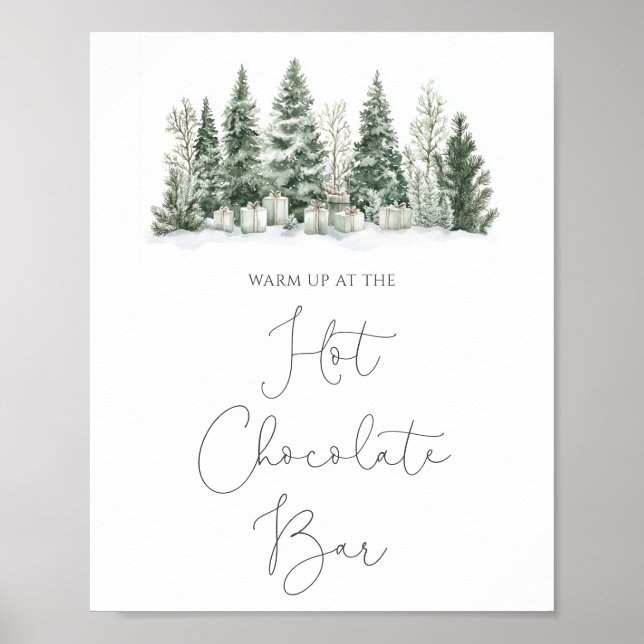 Snow In Love Bridal Shower Hot Chocolate Bar Poster (Front)