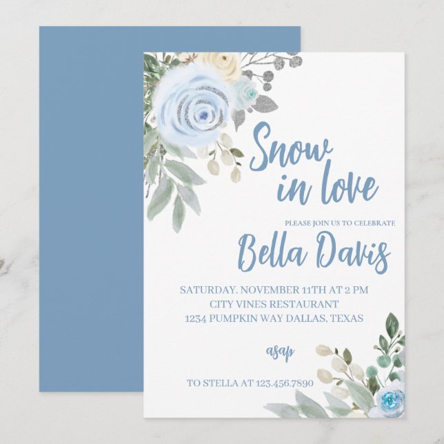 Snow in Love Bridal Shower Invitation (Front/Back)
