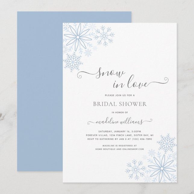 Snow in Love Bridal Shower Invitation (Front/Back)