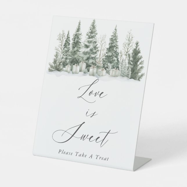 Snow In Love Bridal Shower  Love Is Sweet Pedestal Sign (Front)