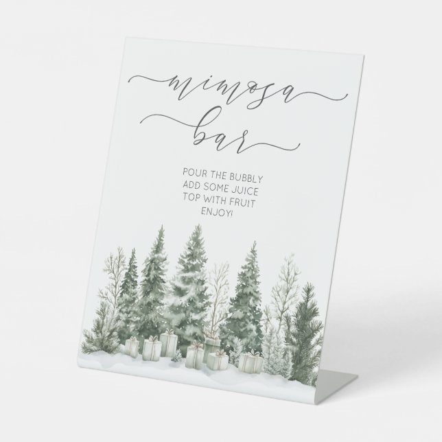 Snow In Love Bridal shower  Mimosa Bar Pedestal Sign (Front)