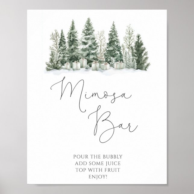 Snow In Love Bridal Shower Mimosa bar Poster (Front)