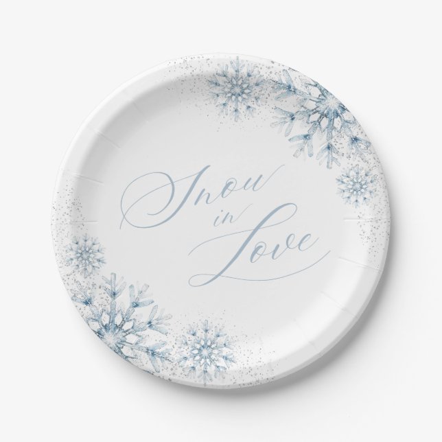 Snow in Love Bridal Shower Paper Plate (Front)
