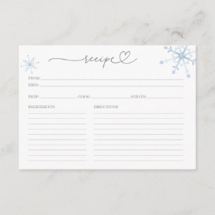 Snow In Love Bridal Shower Recipe Card