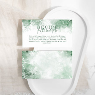 Snow in Love Bridal Shower Recipe For Bride Enclosure Card