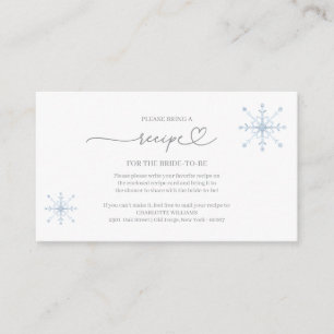Snow In Love Bridal Shower Recipe Request Enclosure Card