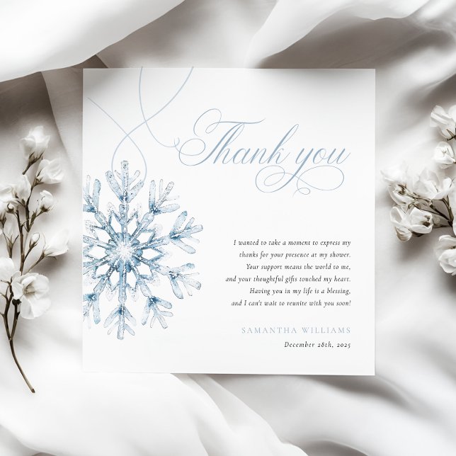 Snow in Love Bridal Shower Thank You Card (Creator Uploaded)