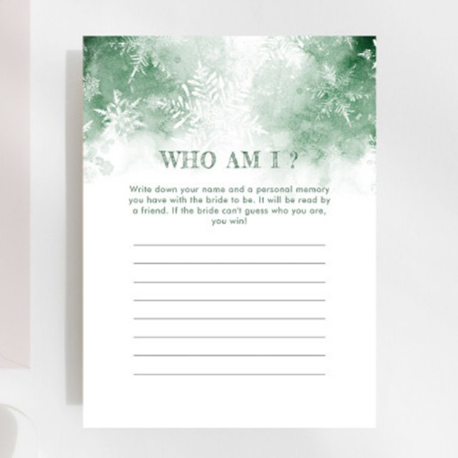 Snow in Love Bridal Shower Who Am I Game (Creator Uploaded)