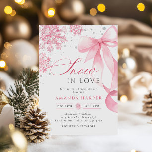 Snow in Love Bridal Shower Winter Bow Snowflake Invitation
