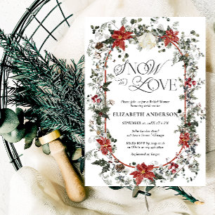 Snow in Love Christmas Floral Bridal Shower Invitation