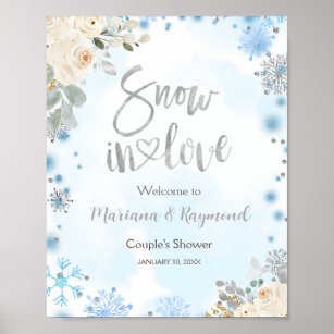 Snow in Love Couple's Shower Welcome Sign
