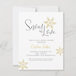 Snow in Love Gold Snowflakes Bridal Winter Shower Invitation