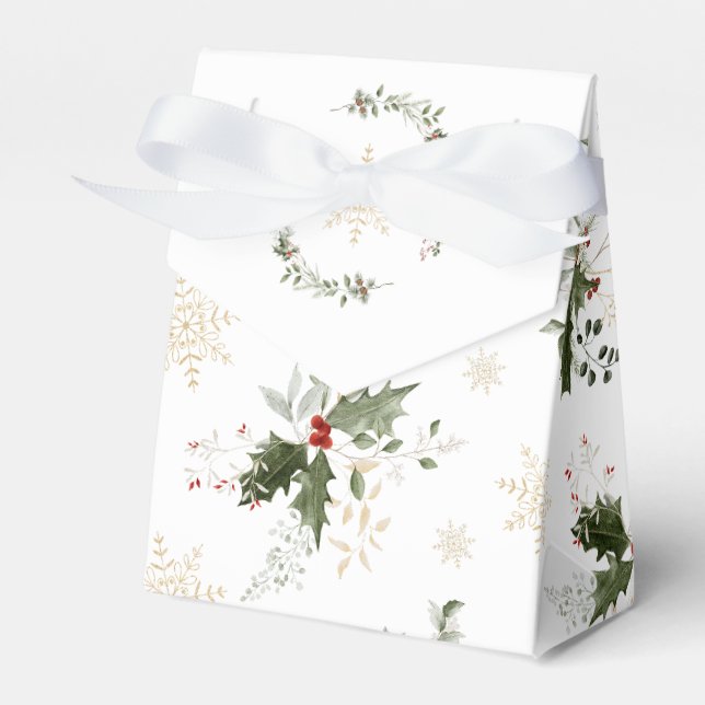 Snow in Love Golden Snowflakes Bridal Shower Favour Box (Front Side)