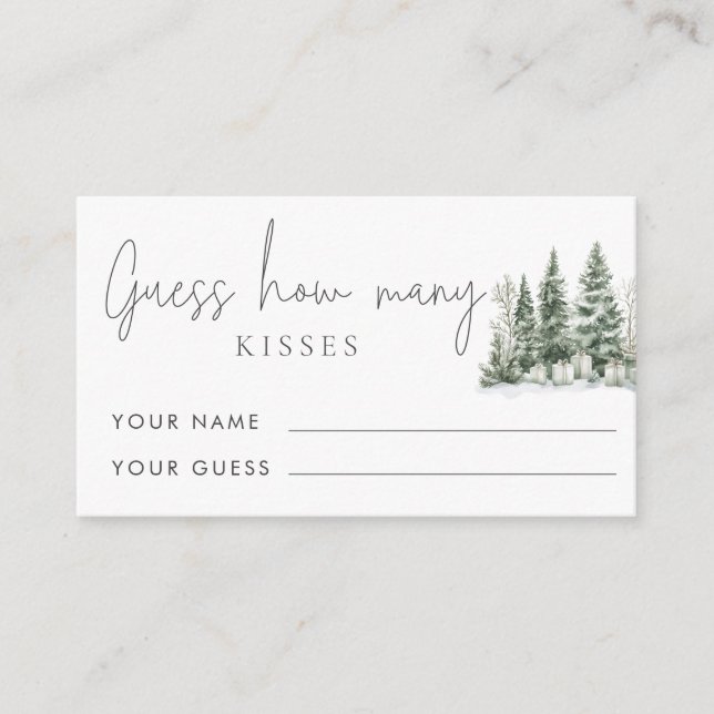 Snow In Love Guess How Many Kisses Bridal Game  Enclosure Card (Front)