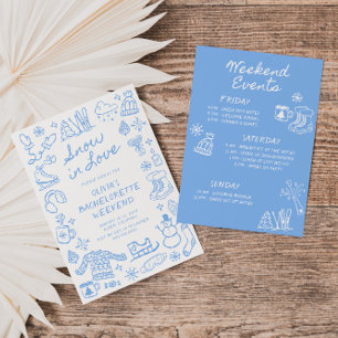 Snow In Love Hand Drawn Winter Bachelorette Invitation