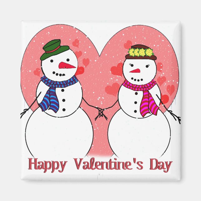 Snow in Love - Happy  Valentine's Day Magnet (Front)