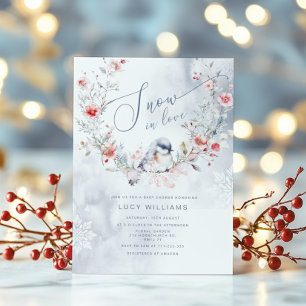 Snow in Love modern winter snow bridal shower Invitation